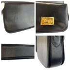 Celine Vintage Carriage Black Gold Leather Shoulder — view 6