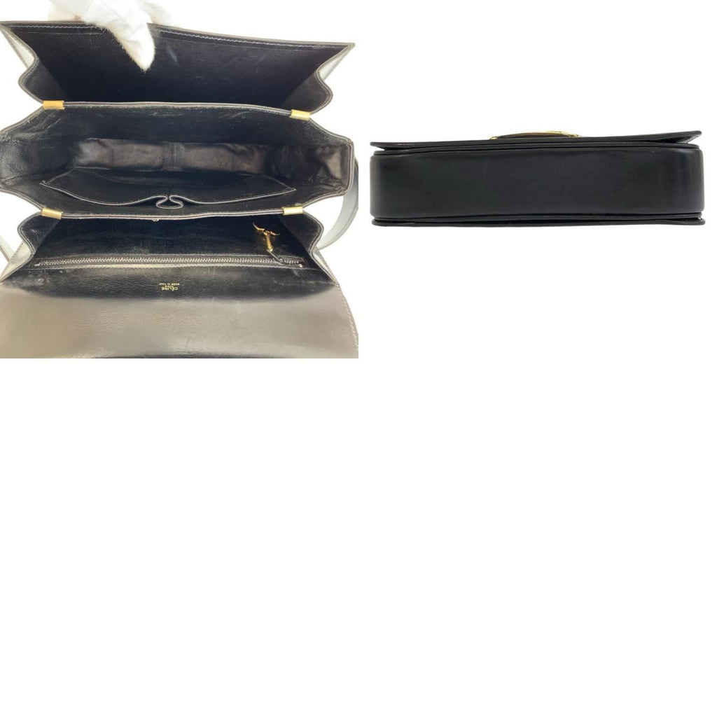 Celine Vintage Carriage Black Gold Leather Shoulder — view 9