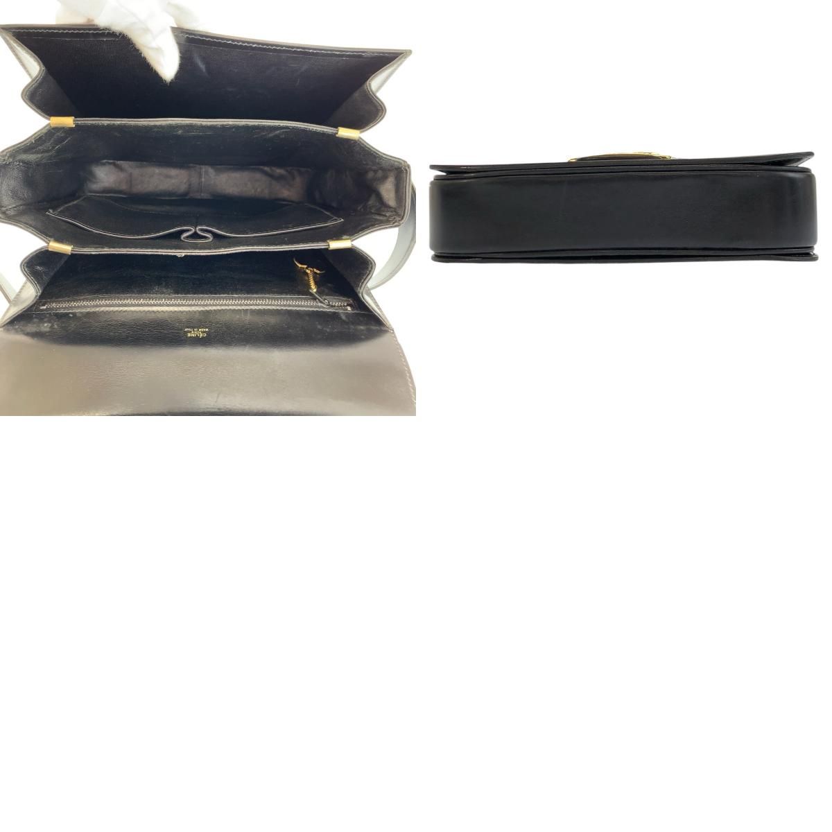 Celine Vintage Carriage Black Gold Leather Shoulder — view 9