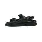Chanel CC Logo Rhinestone Footbed Sandals Black — view 2