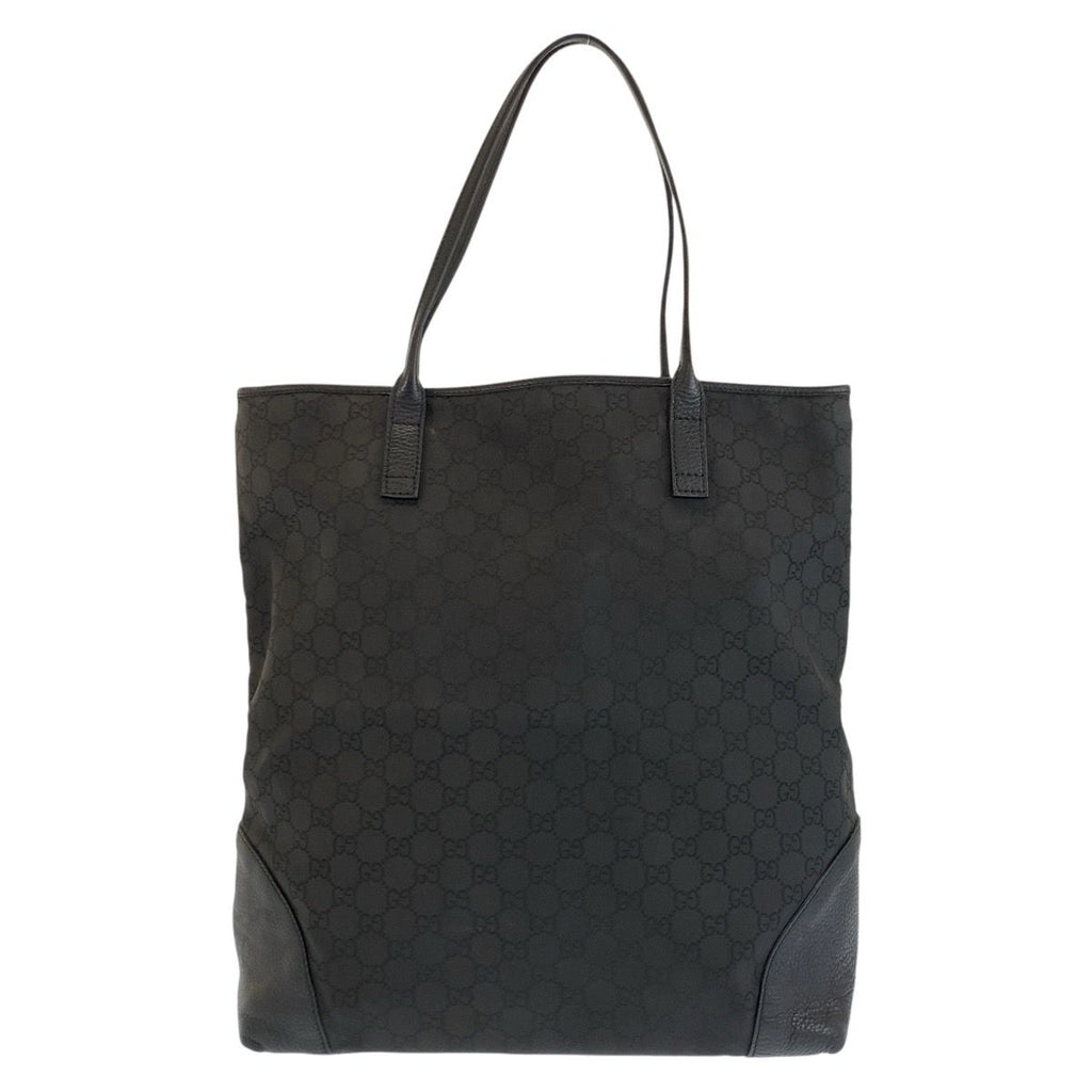 Gucci Black GG Canvas Leather Tote Shoulder