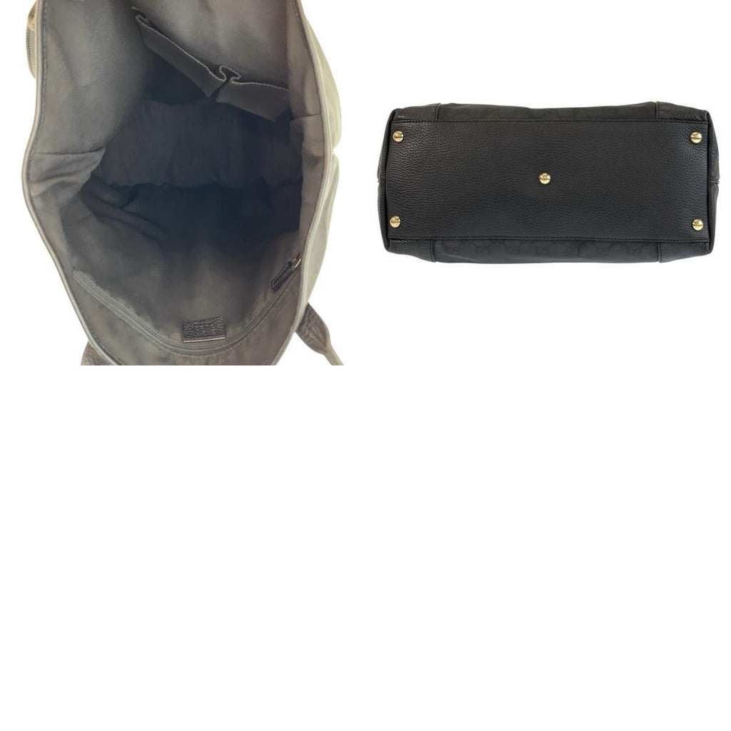 Gucci Black GG Canvas Leather Tote Shoulder — view 9