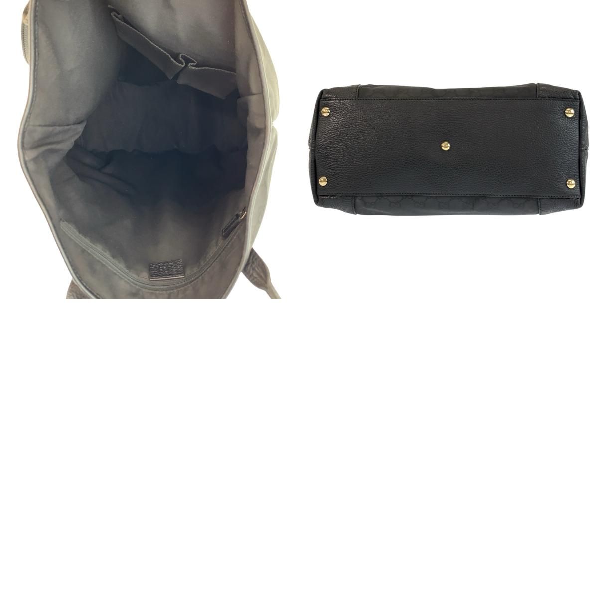 Gucci Black GG Canvas Leather Tote Shoulder — view 9
