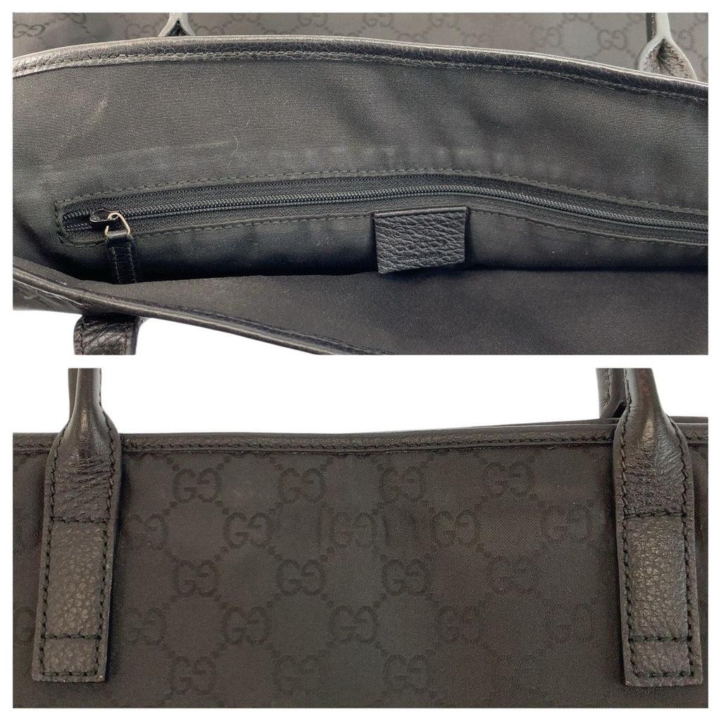 Gucci Black GG Canvas Leather Tote Shoulder — view 5