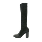 Chanel Back Zip Suede Leather Long Boots Black — view 2