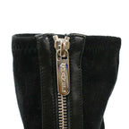 Chanel Back Zip Suede Leather Long Boots Black — view 9