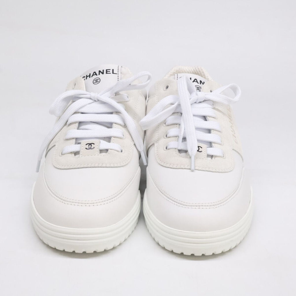 Chanel CC Logo Leather Suede Sneakers — view 2