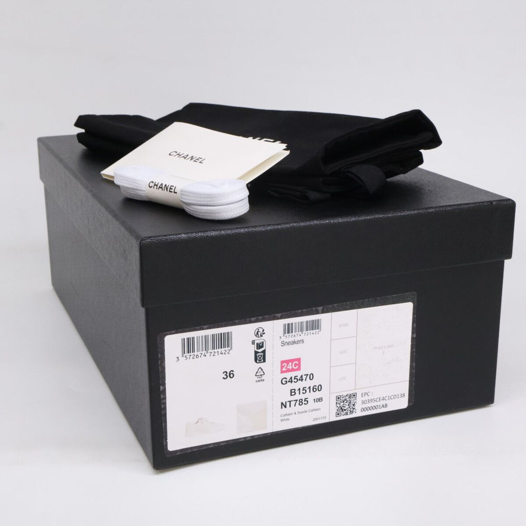Chanel CC Logo Leather Suede Sneakers — view 7