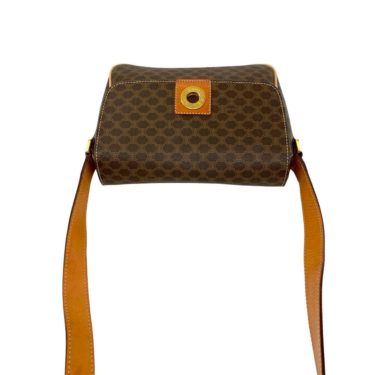 Celine Macadam Blason Triomphe Logo Pattern Circle Leather Mini Shoulder — view 4