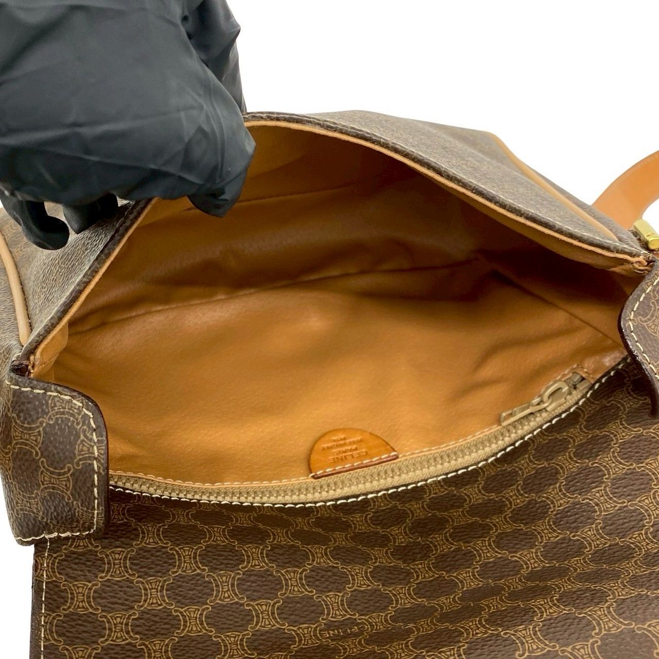 Celine Macadam Blason Triomphe Logo Pattern Circle Leather Mini Shoulder — view 9