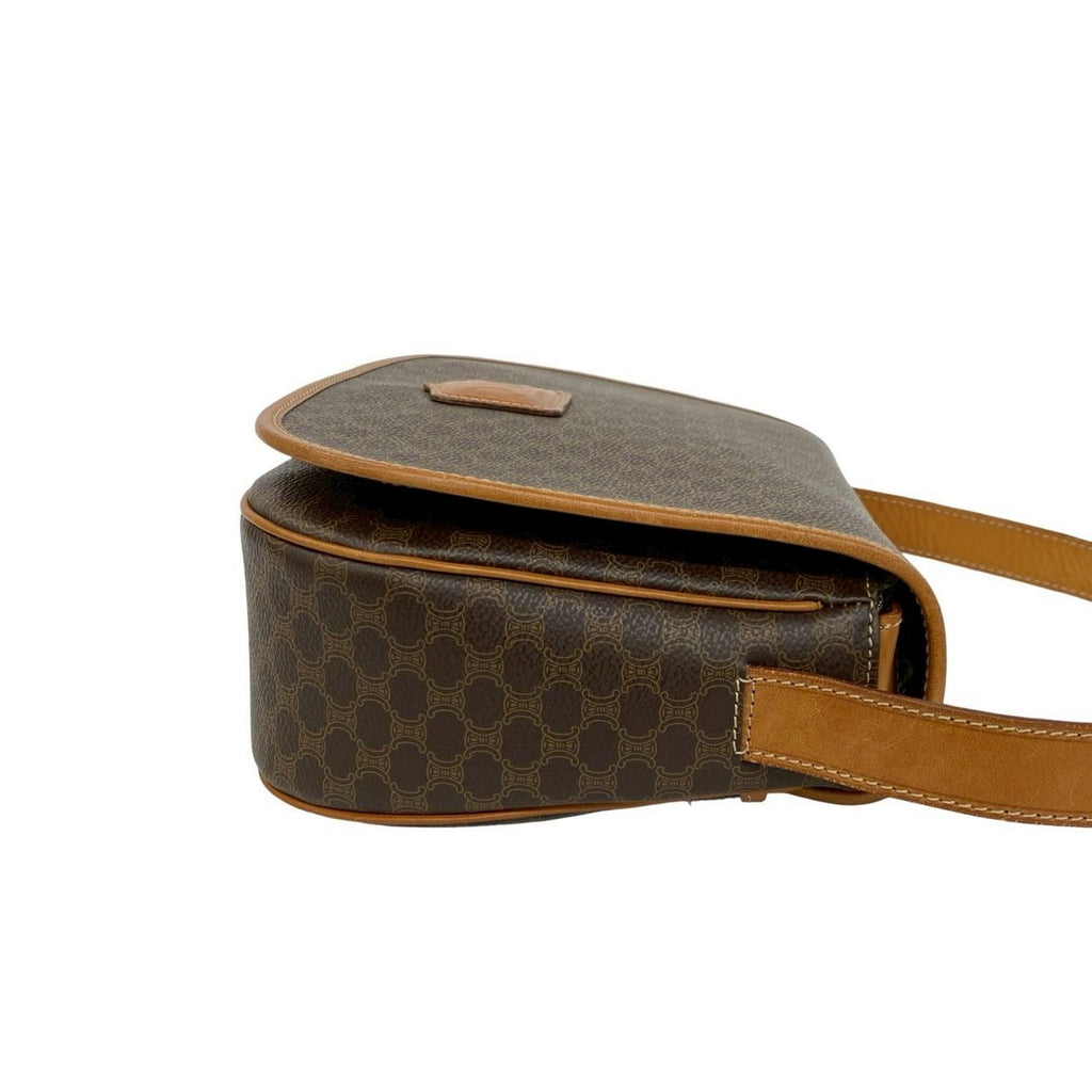 Celine Vintage Macadam Blason Triomphe Logo Pattern Leather Shoulder Bag Brown — view 6