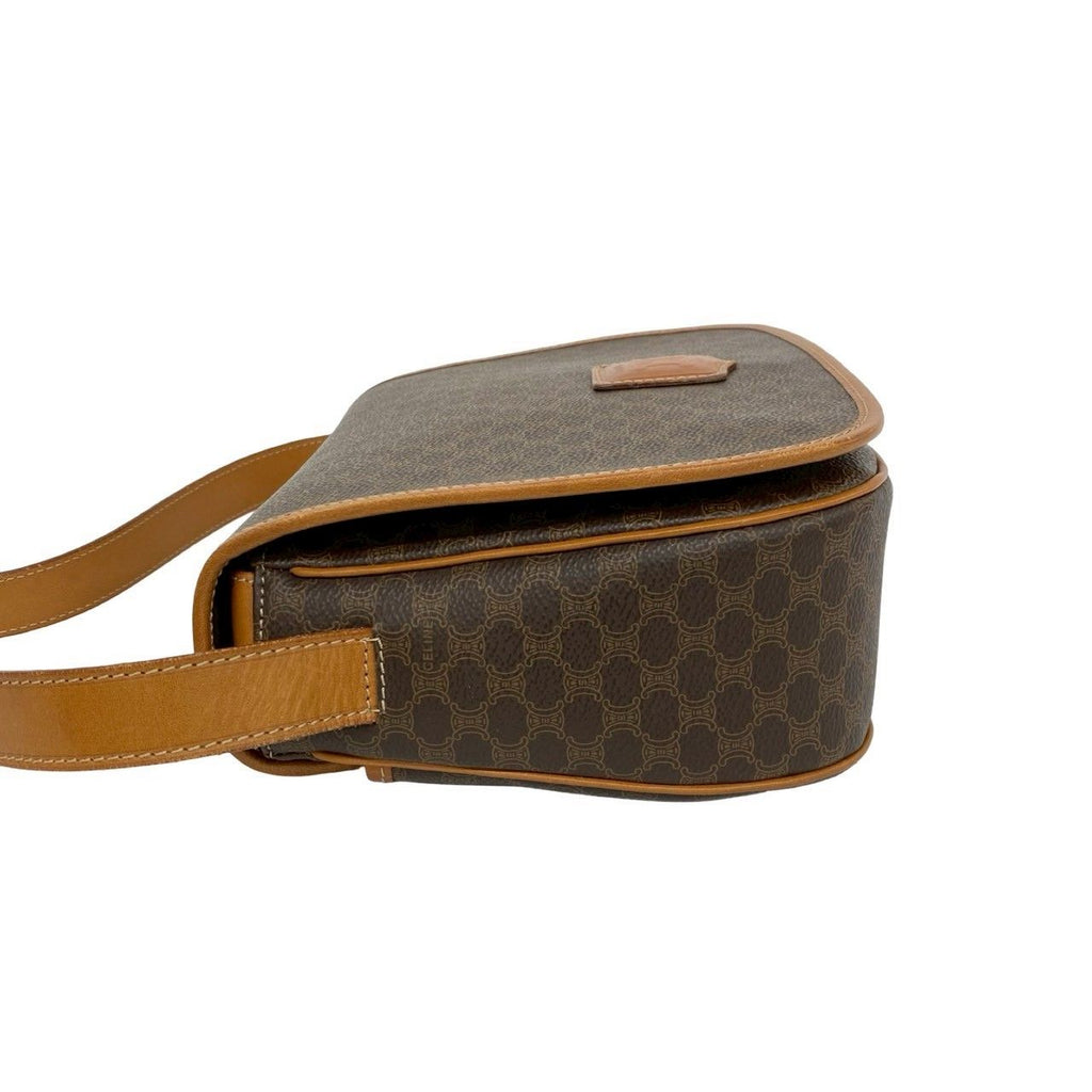 Celine Vintage Macadam Blason Triomphe Logo Pattern Leather Shoulder Bag Brown — view 5