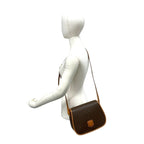 Celine Vintage Macadam Blason Triomphe Logo Pattern Leather Shoulder Bag Brown — view 2