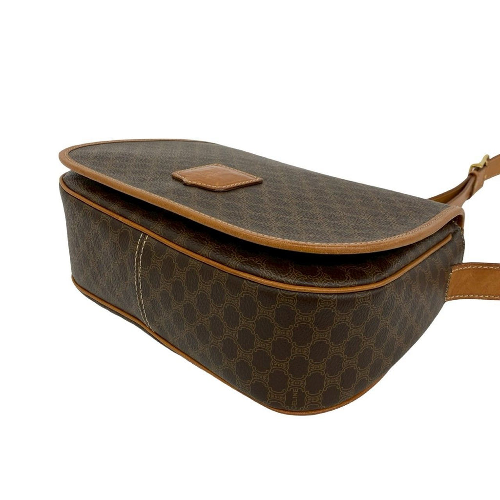 Celine Vintage Macadam Blason Triomphe Logo Pattern Leather Shoulder Bag Brown — view 8