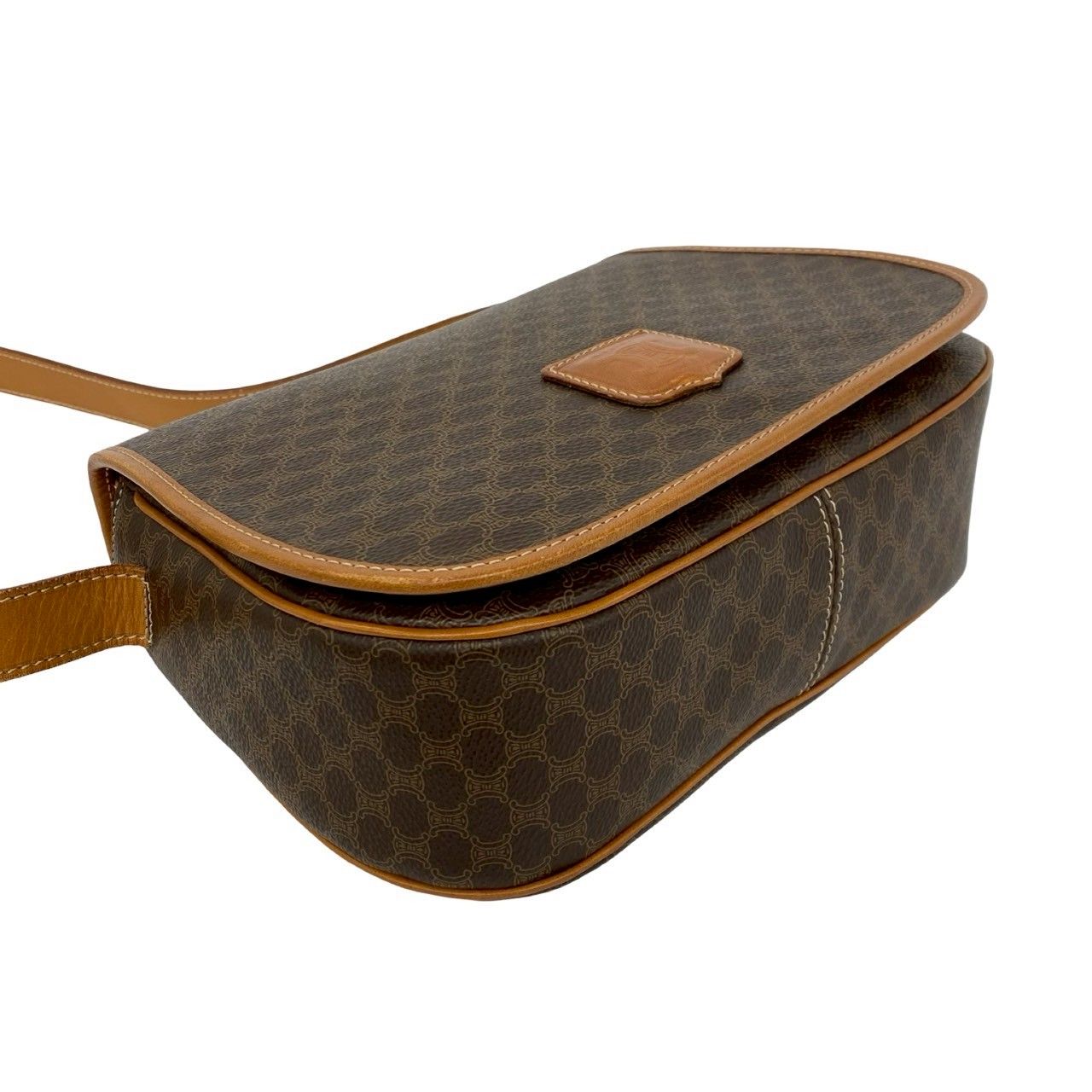 Celine Vintage Macadam Blason Triomphe Logo Pattern Leather Shoulder Bag Brown — view 7