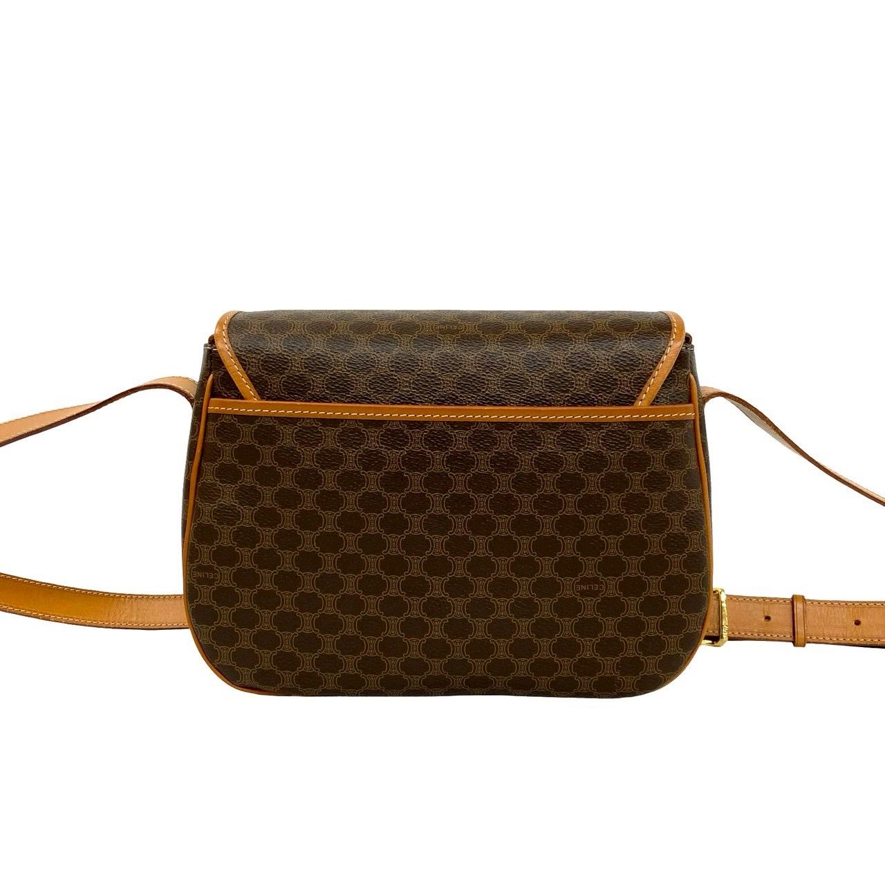 Celine Vintage Macadam Blason Triomphe Logo Pattern Leather Shoulder Bag Brown — view 3