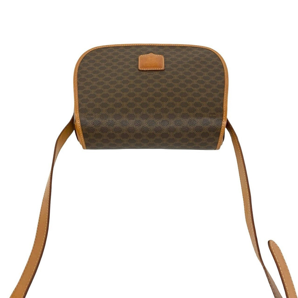 Celine Vintage Macadam Blason Triomphe Logo Pattern Leather Shoulder Bag Brown — view 4