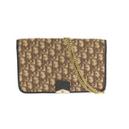 Dior Vintage Trotter Beige Brown Jacquard Chain Shoulder