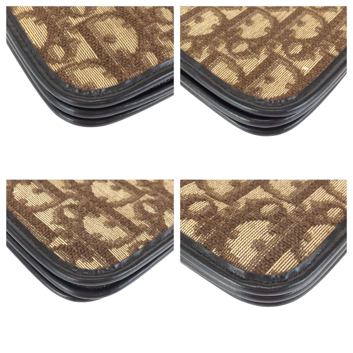 Dior Vintage Trotter Beige Brown Jacquard Chain Shoulder — view 3