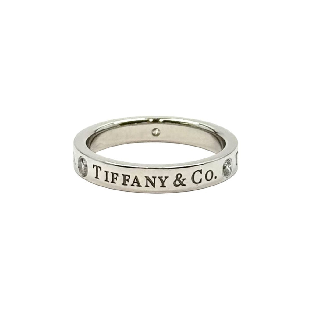 Tiffany & Co Flat Band Ring Diamond Platinum — view 3