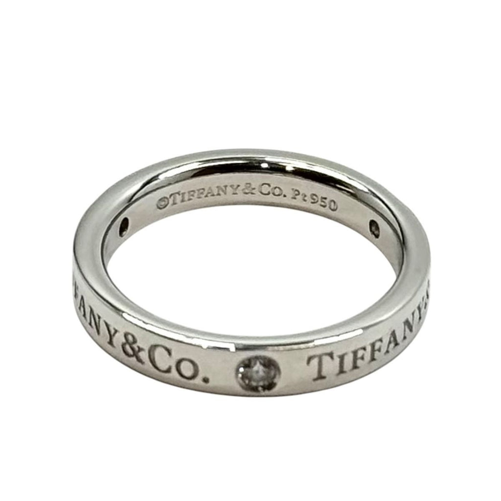 Tiffany & Co Flat Band Ring Diamond Silver Platinum — view 4