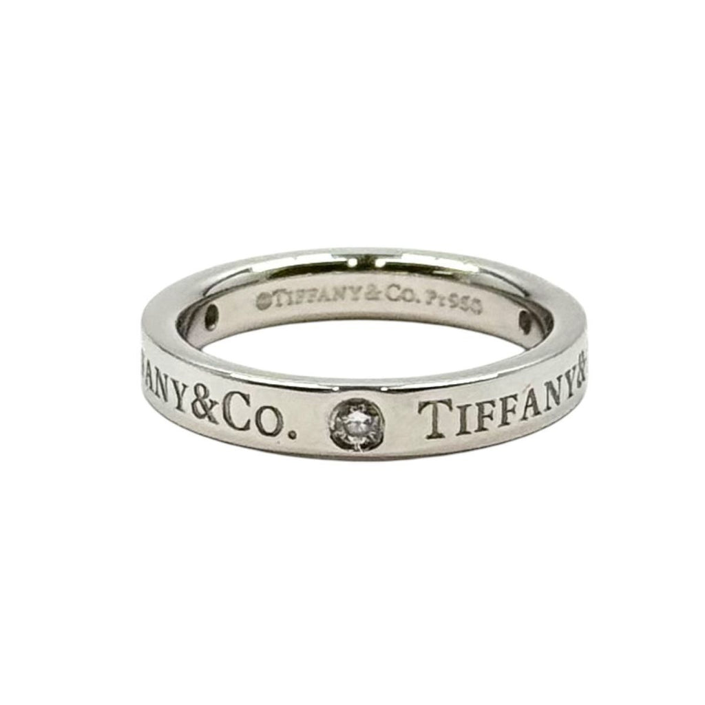 Tiffany & Co Flat Band Ring Diamond Silver Platinum