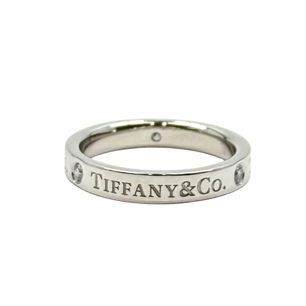 Tiffany & Co Flat Band Ring Diamond Silver Platinum — view 3