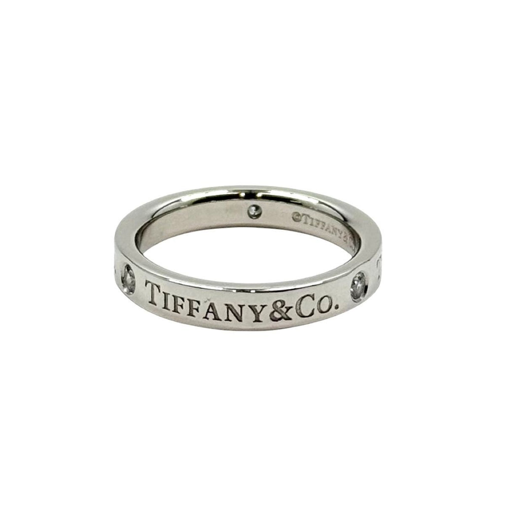 Tiffany & Co Flat Band Ring Diamond Silver Platinum — view 2