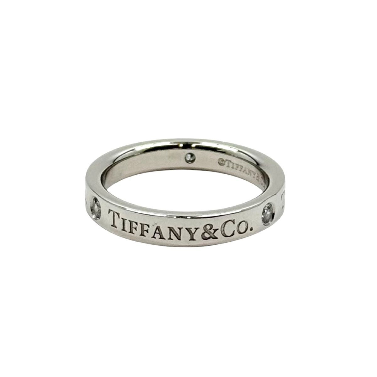 Tiffany & Co Flat Band Ring Diamond Silver Platinum — view 2
