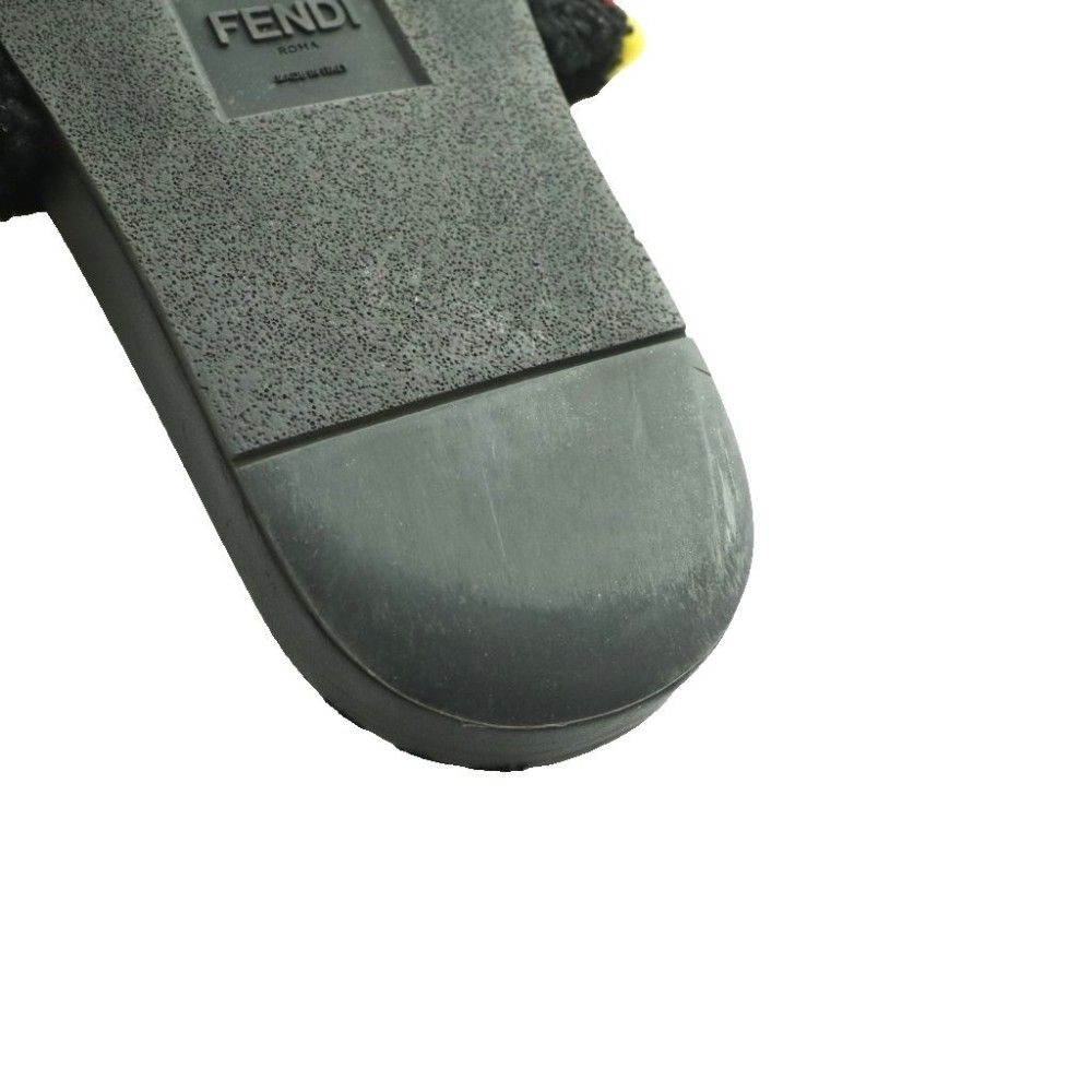 Fendi Logo Shearling Flat Sandals 5 Black SS — view 8