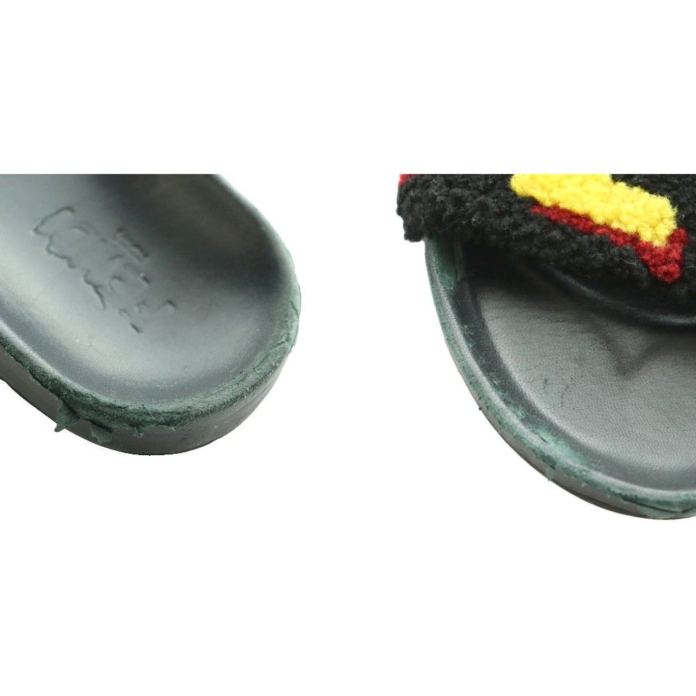 Fendi Logo Shearling Flat Sandals 5 Black SS — view 9