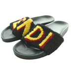 Fendi Logo Shearling Flat Sandals 5 Black SS