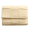 Bottega Veneta Cassette Maxi Intrecciato Trifold Wallet Compact Beige SS