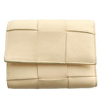 Bottega Veneta Cassette Maxi Intrecciato Trifold Wallet Compact Beige SS