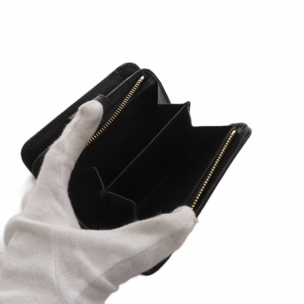 Prada Saffiano Leather Bifold Wallet Coin Purse Logo Black — view 7