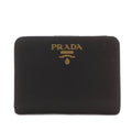 Prada Saffiano Leather Bifold Wallet Coin Purse Logo Black