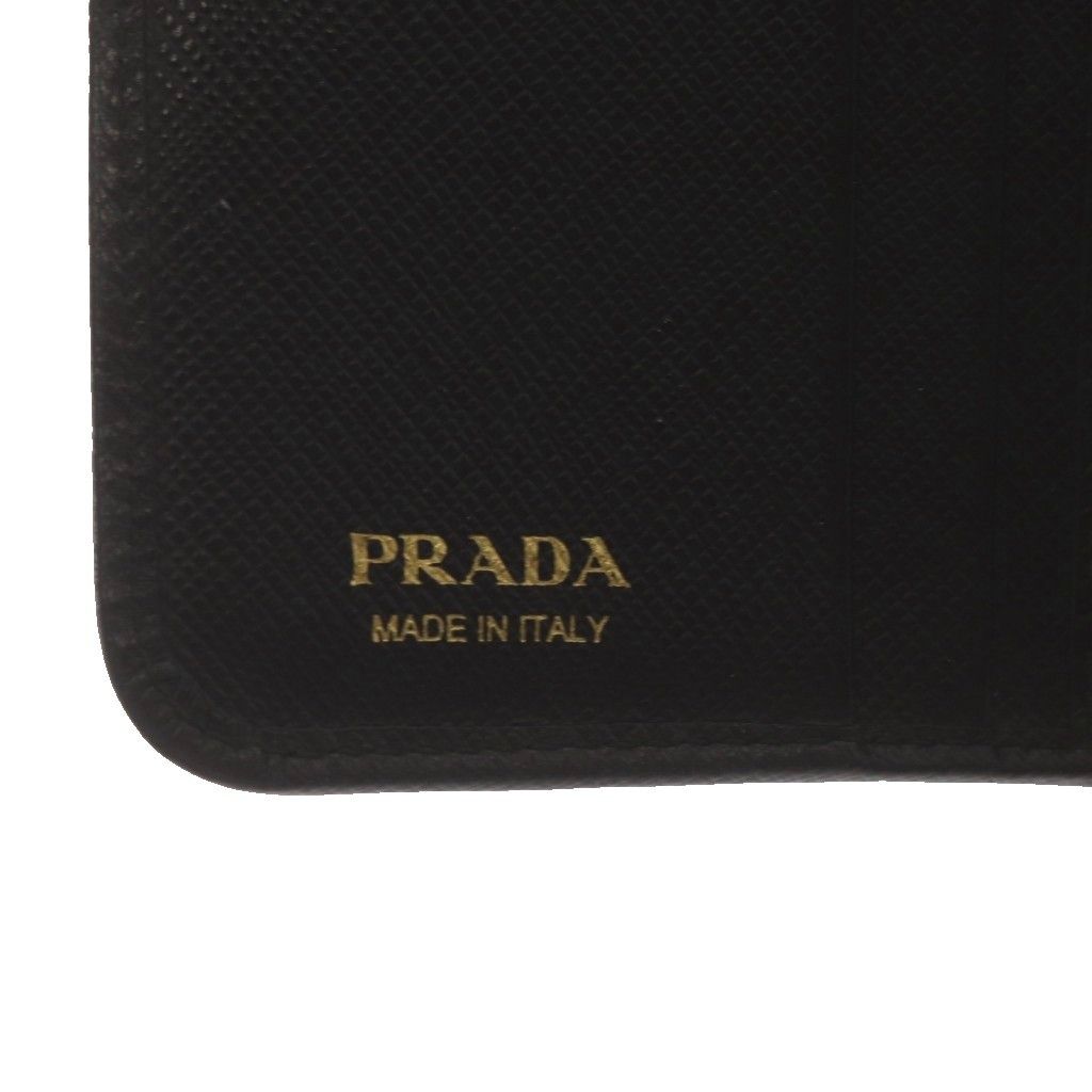 Prada Saffiano Leather Bifold Wallet Coin Purse Logo Black — view 3