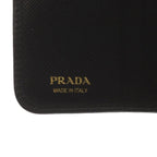 Prada Saffiano Leather Bifold Wallet Coin Purse Logo Black — view 3