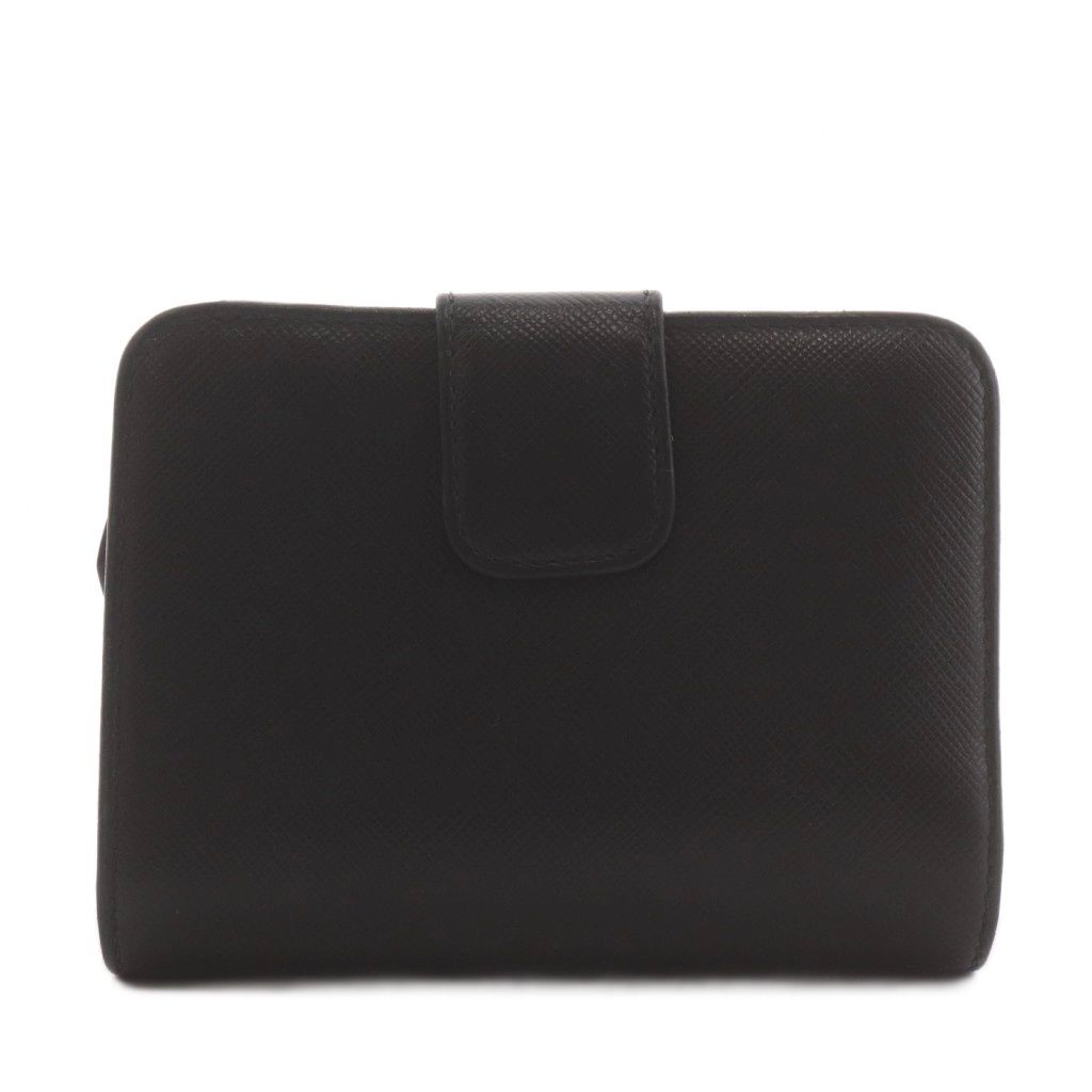 Prada Saffiano Leather Bifold Wallet Coin Purse Logo Black — view 2