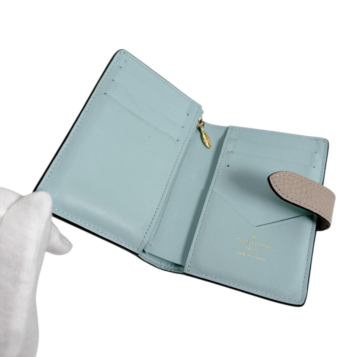 Louis Vuitton Taurillon Leather Bifold Wallet Vertical Compact Beige — view 9