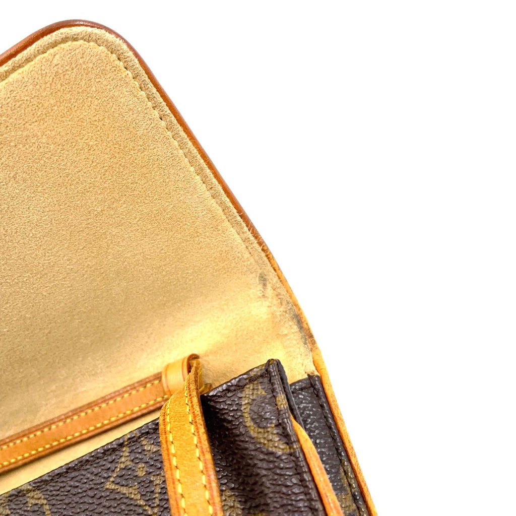 Louis Vuitton Pochette Twin GM Monogram Leather Brown Light Shoulder Bag Gold — view 9