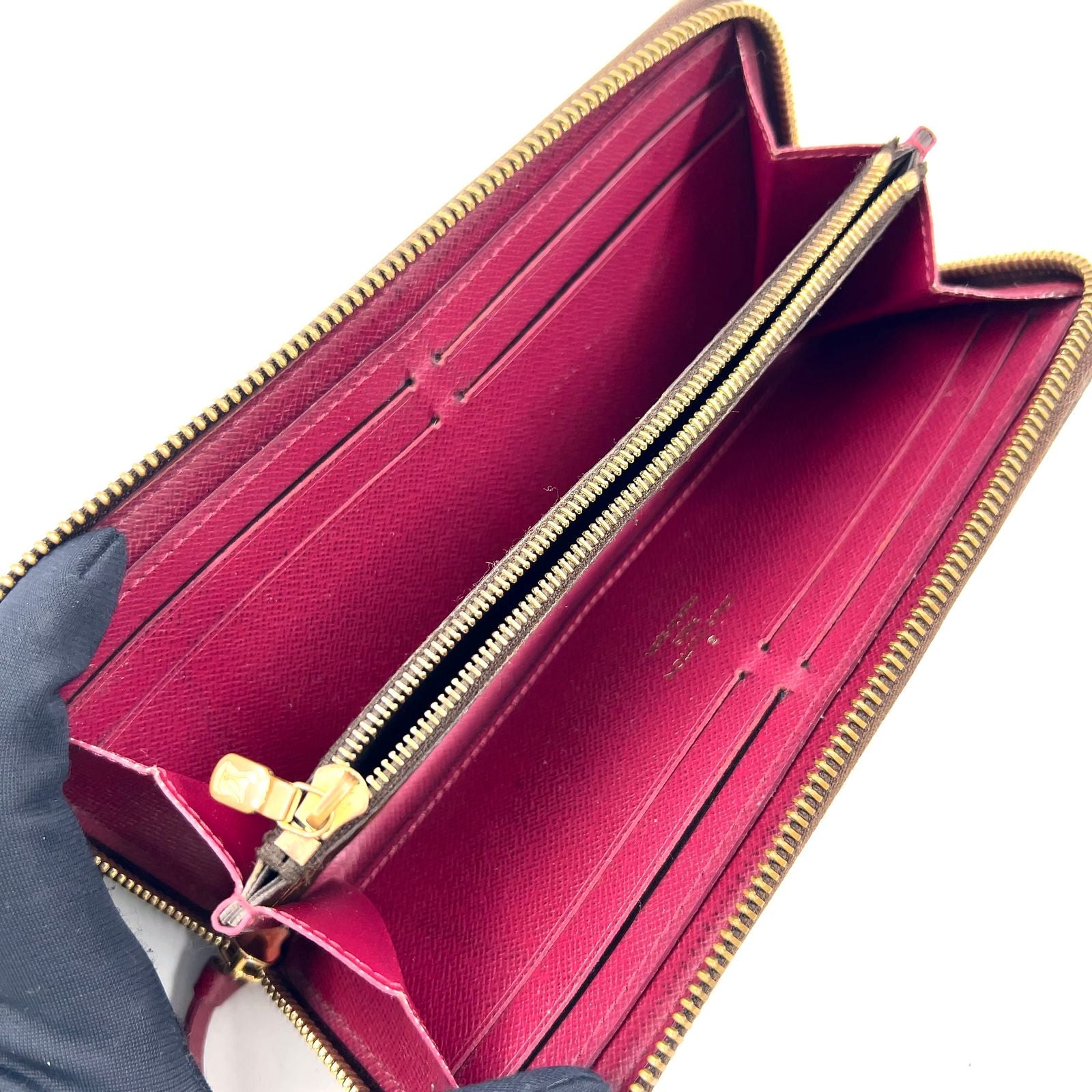 Louis Vuitton Portefeuille Clemence Monogram Fuchsia Brown Round Zippy Wallet — view 3