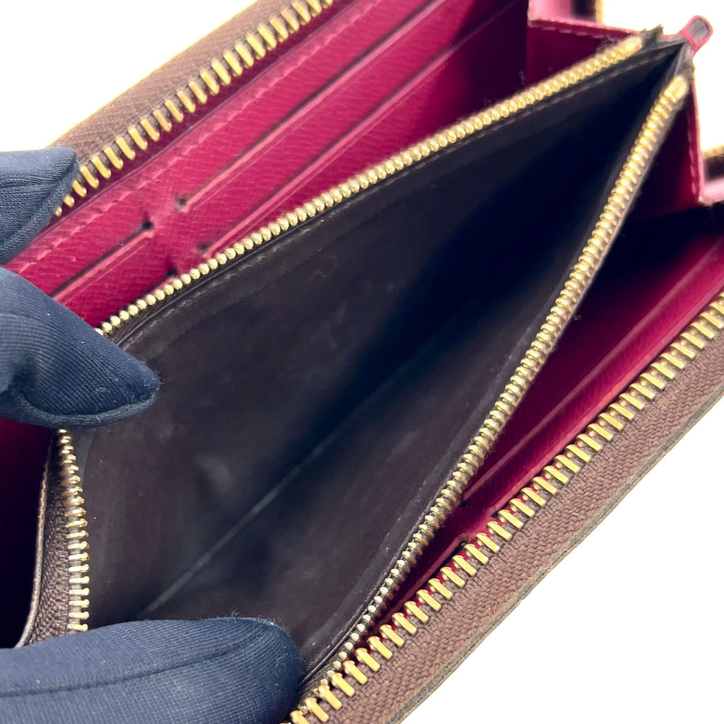 Louis Vuitton Portefeuille Clemence Monogram Fuchsia Brown Round Zippy Wallet — view 9