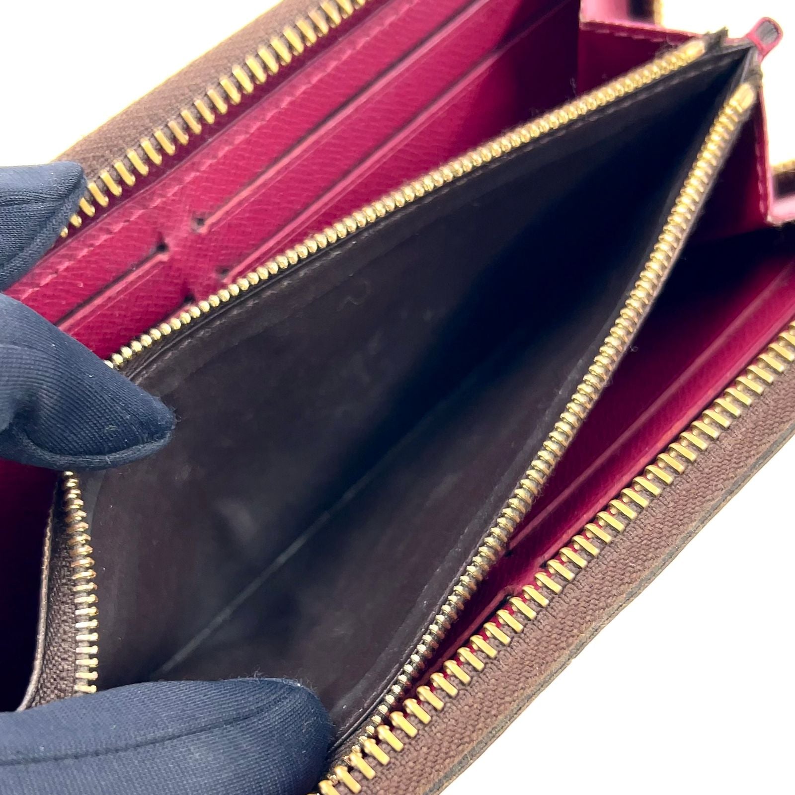 Louis Vuitton Portefeuille Clemence Monogram Fuchsia Brown Round Zippy Wallet — view 9