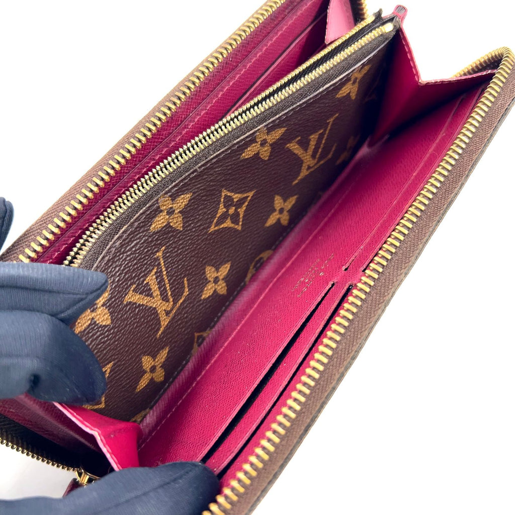 Louis Vuitton Portefeuille Clemence Monogram Fuchsia Brown Round Zippy Wallet — view 5