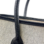 Hermes Garden Party PM Leather Canvas Black Light Gray Tote Silver — view 8