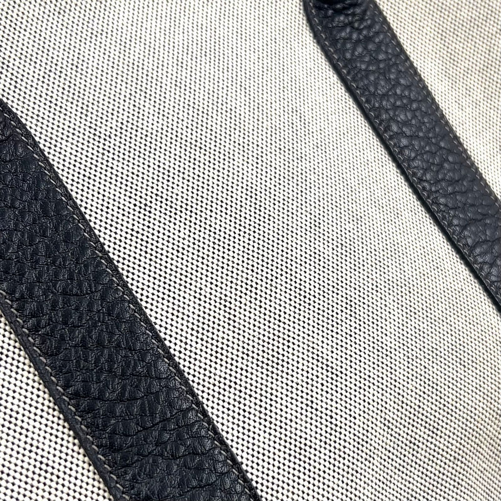 Hermes Garden Party PM Leather Canvas Black Light Gray Tote Silver — view 5