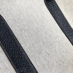 Hermes Garden Party PM Leather Canvas Black Light Gray Tote Silver — view 5