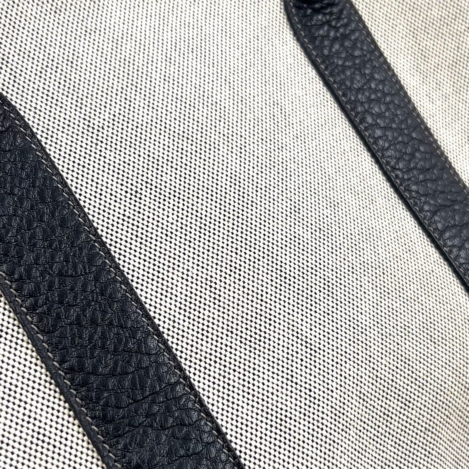 Hermes Garden Party PM Leather Canvas Black Light Gray Tote Silver — view 5