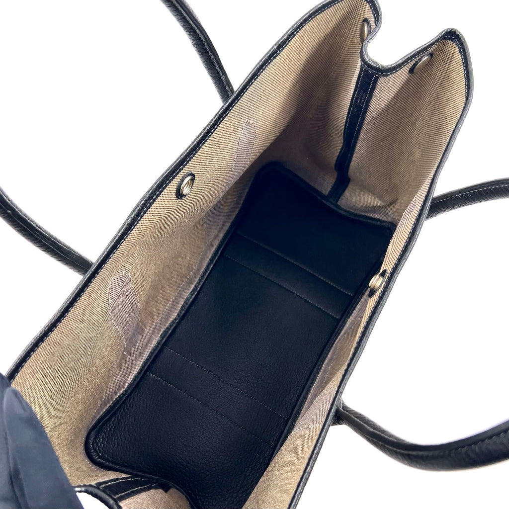 Hermes Garden Party PM Leather Canvas Black Light Gray Tote Silver — view 3
